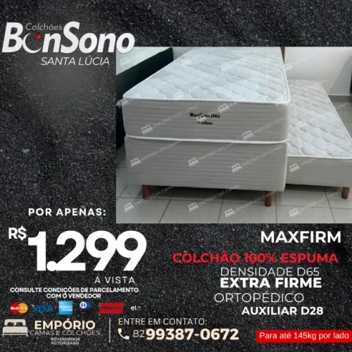 Cama com auxiliar solteiro d65 ortopédico ou molas ensacadas Bonsono base com auxiliar