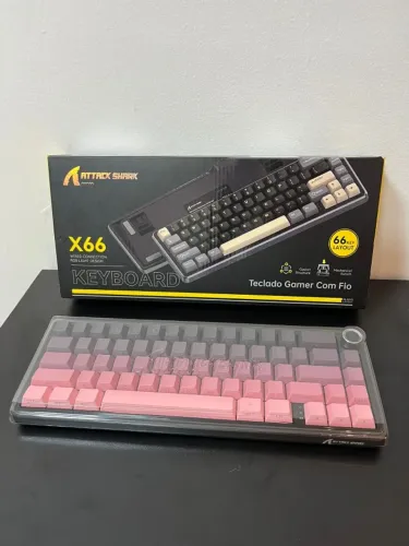 TECLADO MECANICO GAMER ATTACK SHARK X66 65% Compacto RGB Blackberry ROXO E PRETO- AS-X66-