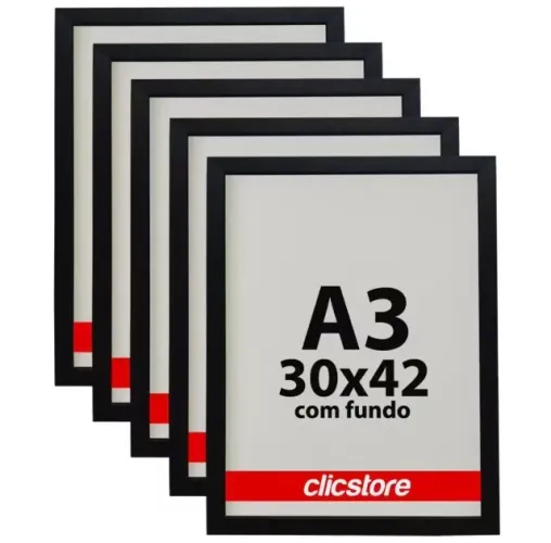 Kit 10 molduras para quadros A3 30x42 com fundo (sem vidro) acetato