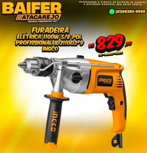 Furadeira Elétrica 1100w 5/8 Pol Profissional Id211002-9 Ingco