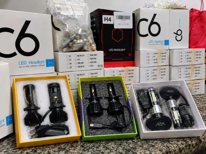 Lâmpada super,ultra projetor led H1,H7 h11,H4,H16,h27 7200-24.000 lumens par novo na caixa