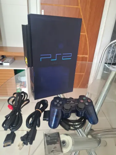 Ps2 fat japon?s azul meia noite todo original de fabrica