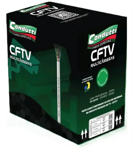 Cabo Cftv Multicameras Condutti 4 Pares Caixa 300 Mt
