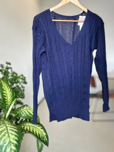 Blusa de Tricot G Azul Marinho NOVA