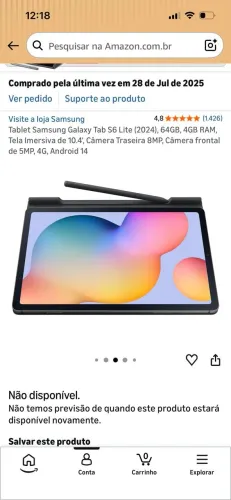 Tablet Samsung Galaxy - novo - 64GB.
