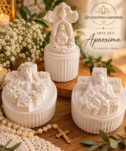Vasinho gesso mineral religioso 