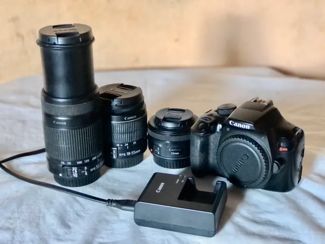 Câmera canon t6 - Wi-Fi + kit completo lentes 