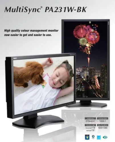 Monitor NEC MultiSync PA231W-BK com alta qualidade Ideal para áreas médicas.