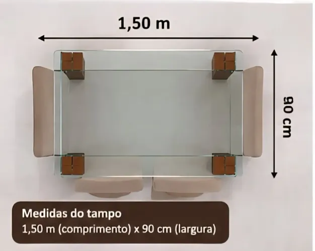 Mesa de vidro com pé de madeira