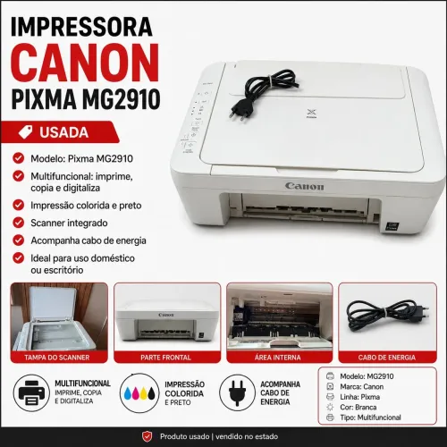 Impressora Canon Pixma MG2910 | Multifuncional | Funciona | Sem cartucho