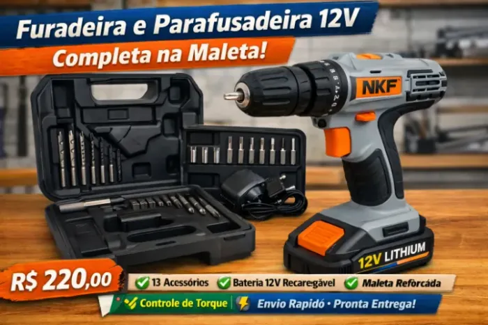 Parafusadeira e Furadeira 12V Completa na Maleta (Nova na Caixa)promoção SÓ R$580,00