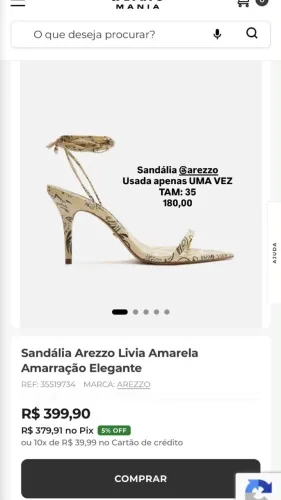 Sandália arezzo livia off tam 35