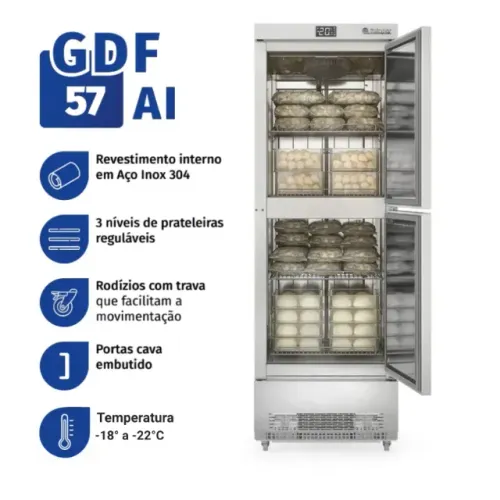 Freezer Vertical Aço Inox 304 2 Portas 572 Litros GDF-57 AI Gelopar