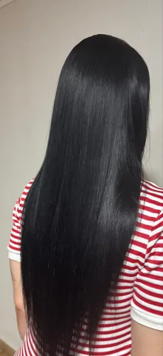 2 faixas - Mega 100% humano - 65cm preto liso 