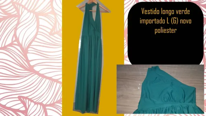 Vestido longo verde importado L (G) novo