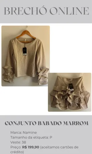 Conjunto Babado Marrom Novo com Etiqueta