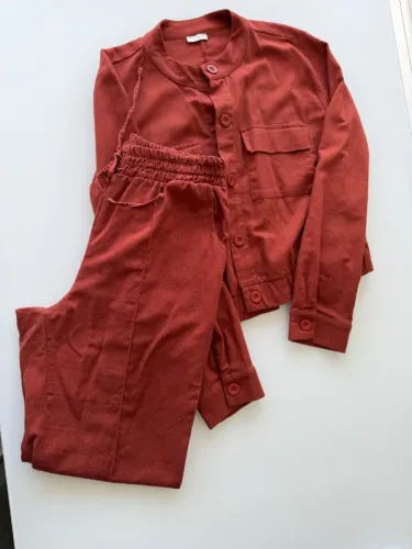 Conjunto linho cor terracota