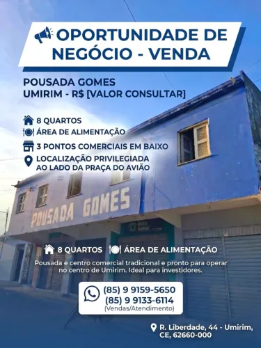 Pousada com 8 Quartos e 3 Pontos Comerciais em Umirim