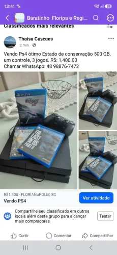 Vendo PS4 3 jogos