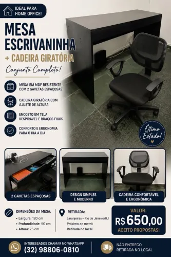 Escrivaninha + cadeira 