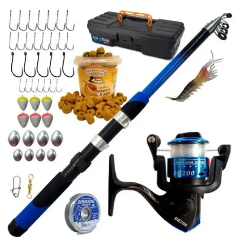 Kit De Pesca Vara + Molinete E Acessórios Completo