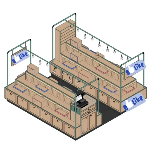 Quiosque 3x3m Premium - Metal e Madeira (Pronto para Shopping)