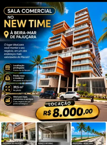 Alugo Excelente Sala Comercial de 39.5 m²  a beira mar no New Time