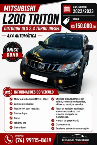 Mitsubishi L200 Tri. Outdo. GLS 2.4 CD 4X4 Die. AUT 2023