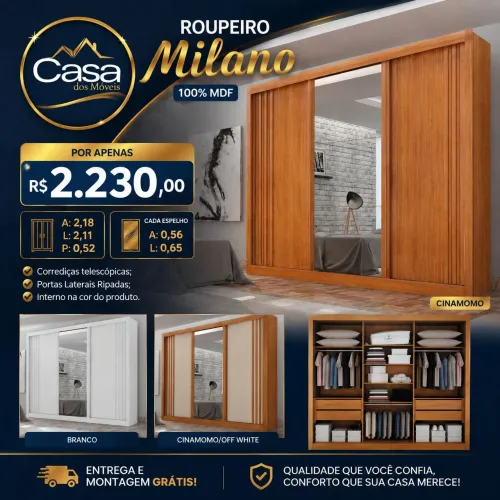 Roupeiro Milano 100% MDF