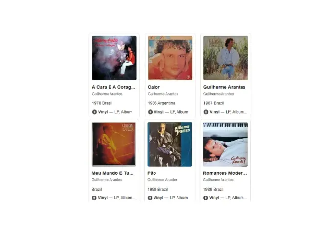 6 LPs Vinil Originais Guilherme Arantes - A Cara e a Coragem / Calor / 1987 / Ao Vivo / Pã
