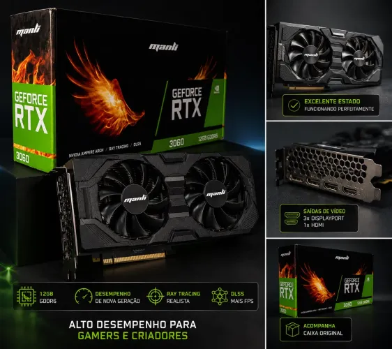 ? RTX 3060 12GB GDDR6 MANLI | Excelente Estado | Pronta para Uso