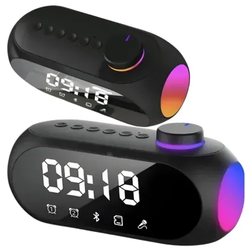 Caixa De Som Bluetooth Basike Rádio Relógio Despertador Fm