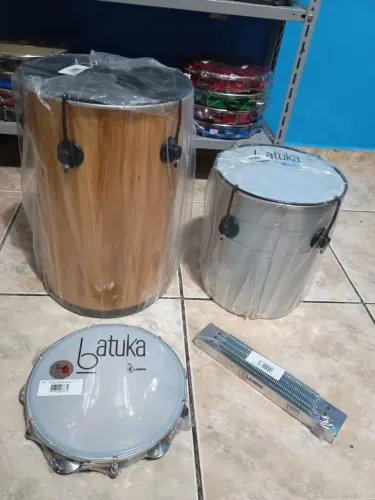 Kit pagode Tantan 11" + Repique 10" + Reco Reco 3 molas + pandeiro na promoção 