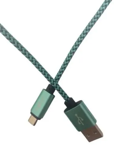 Cabo de dados verde 2 metros USB (macho) x micro USB (macho) p/ celular ou controle de PS4