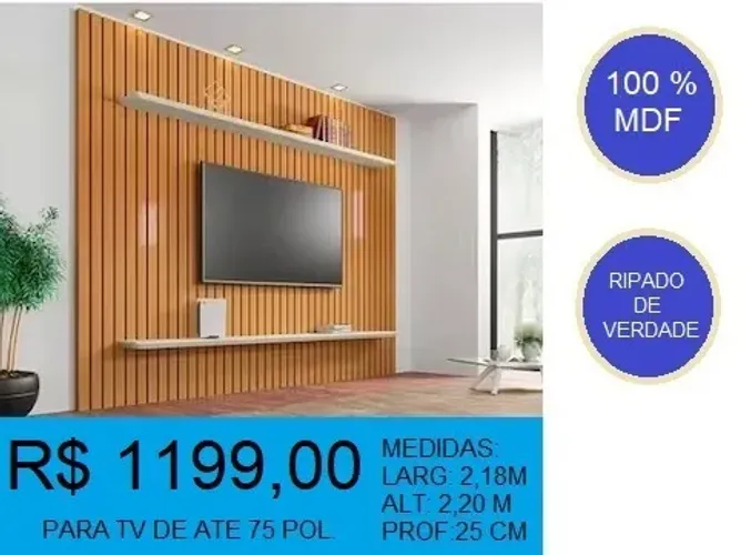 Painel ripado de sala