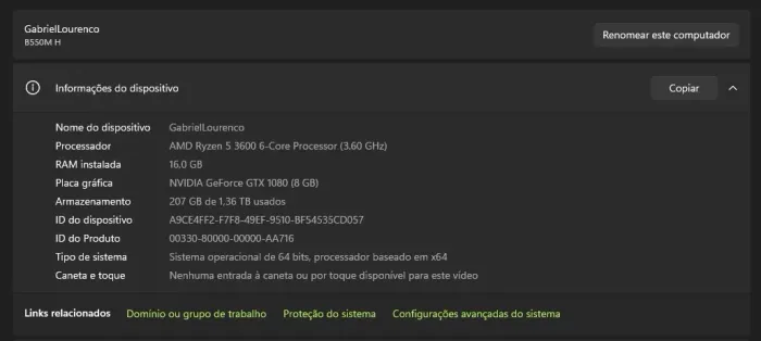 Computador desktop trabalho/gamer