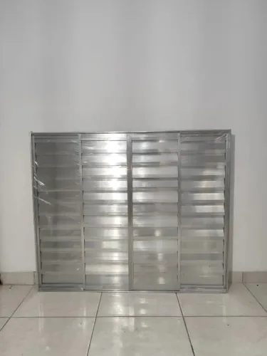 JANELA DE QUARTO VENEZIANA 6 FOLHAS COM GRADE - 1,00 x 1,20 - BRILHANTE