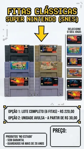 Fitas Super Nintendo SNES - Lote ou Avulsas (Sem Testar)