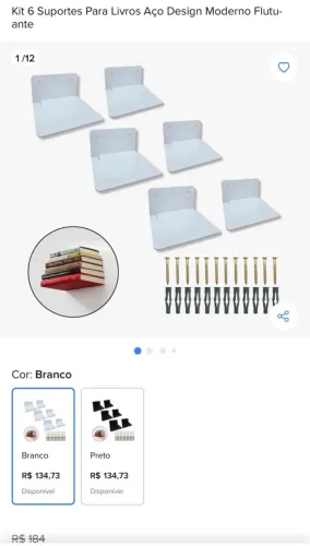 Kit 6 suporte Para Livros Aço Design Moderno Flutuante