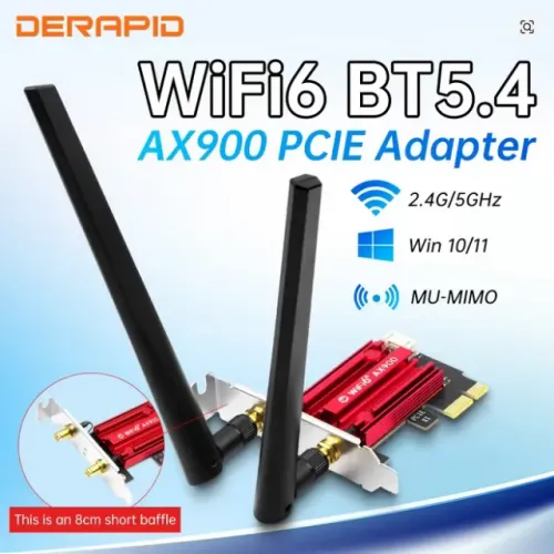 Adaptador Placa Wi-Fi 6 + Bluetooth 5.4, AX900, Pci-e 1x, Low-Profile, FENVI - Só VENDA!
