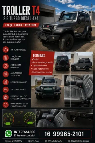 Troller T-4 4X4 3.0 TB Int. Cap. Rígida Diesel 2012