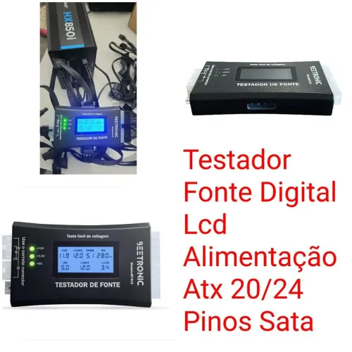 Testador Fonte Digital Lcd Alimentação Atx 20/24 Pinos Sata