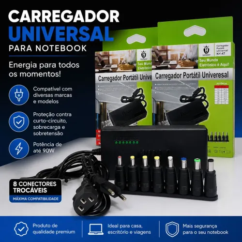 CARREGADOR UNIVERSAL NOTEBOOK COM ENTREGA NA HORA