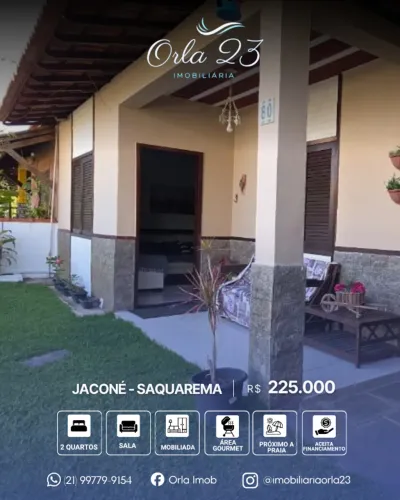 JACONÉ,ORLA 23 IMOBILIÁRIA VENDE! EXCELENTE CASA COM 2 QUARTOS LOCALIZADA EM SAQUAREMA.