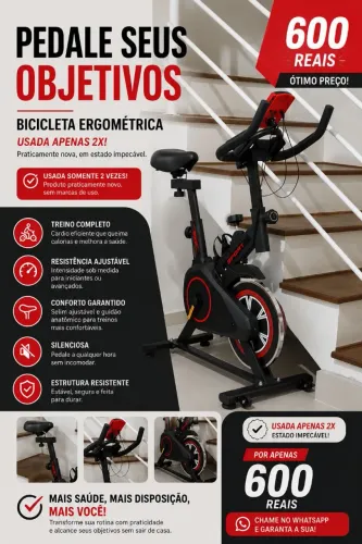 Bicicleta Ergométrica Spinning Semi Nova - Usada Apenas 2x - R$ 600