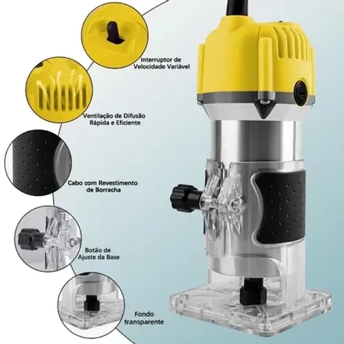 Tupia Laminadora 800W e Jogo de Fresas 15 Peças Acabamento Profissional