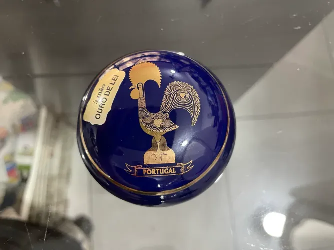 Porta Joias em Porcelana Azul e Dourado