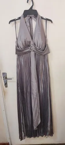 Vestido Festa - Prata - Plissado