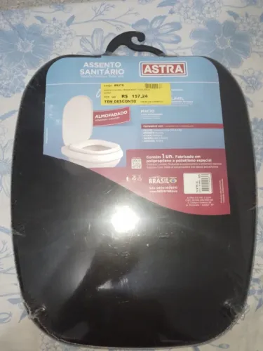Assento Sanitário Astra Almofadado Preto - Novo e Lacrado