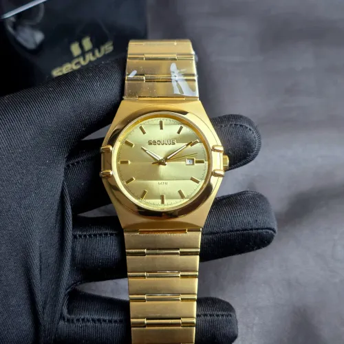 Relógio Seculus Wave 40mm Dourado 44386GPSVDA1